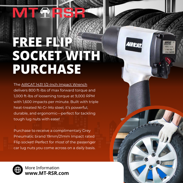 FREE Flip Socket with Purchase of Aircat 1431-2 1/2" Impact w/ 2" Extended Anvil