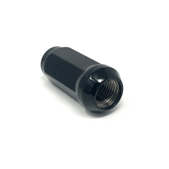 Lug Nut - 14x1.5mm - Bulge Acorn, Black - 3/4" Hex, 1.9" Height