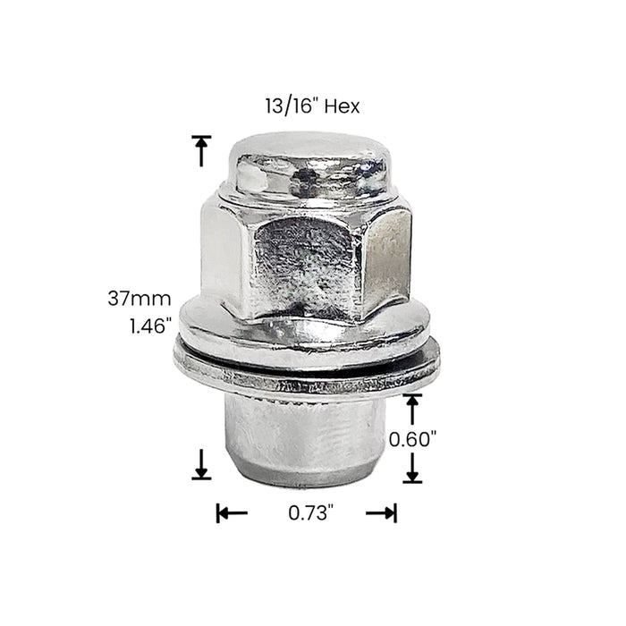 Tuerca de rueda - 12 x 1,5 mm - Bulge Med Mag con arandela - Hexagonal de 13/16"