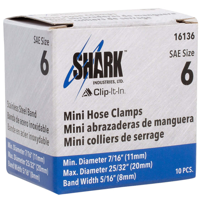 Hose Clamp - #6, Mini, Ventilated, Stainless - 10pk