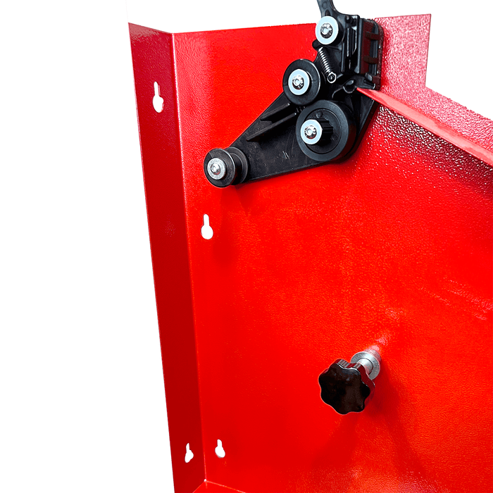 Dispensador de rollos de peso con ruedas de pie, rojo