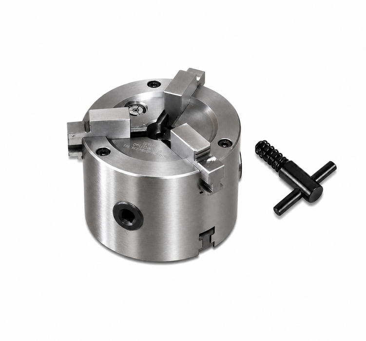 Brake Lathe 3‑Jaw Double Taper Chuck with Wrench