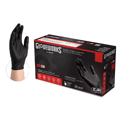5mil Nitril Gloves w/ Texture - Black, Large