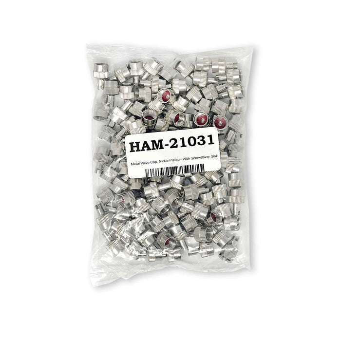 Metal Valve Cap, Nickle Plated - With Core Remover - Bag of 100