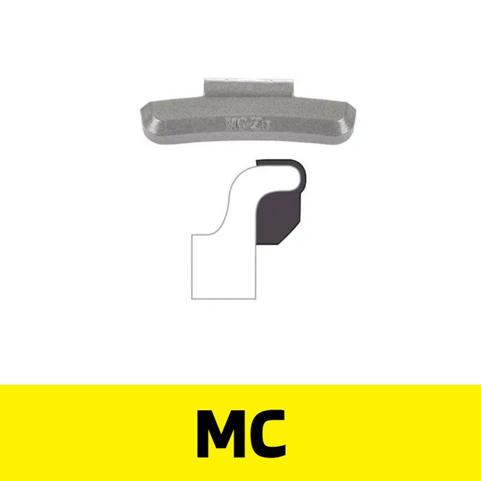 Contrapesos de acero con clip para ruedas - Perfil MC - 0,25 oz