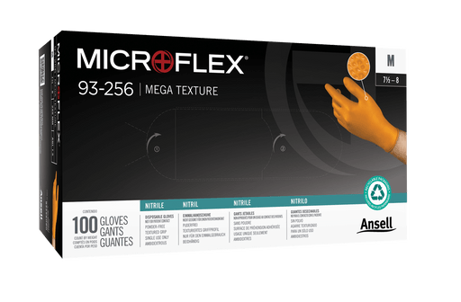 5mil Nitrile Gloves w/ Mega Texture - Orange - Med