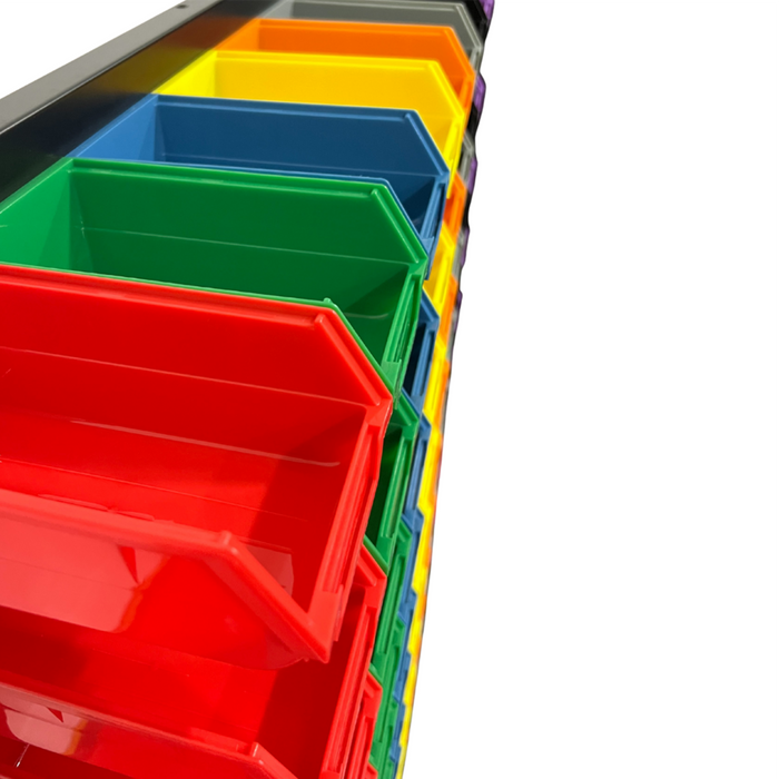 MT-RSR Wheel Weight Rack w/ Bins - 80 Bins, Multicolor