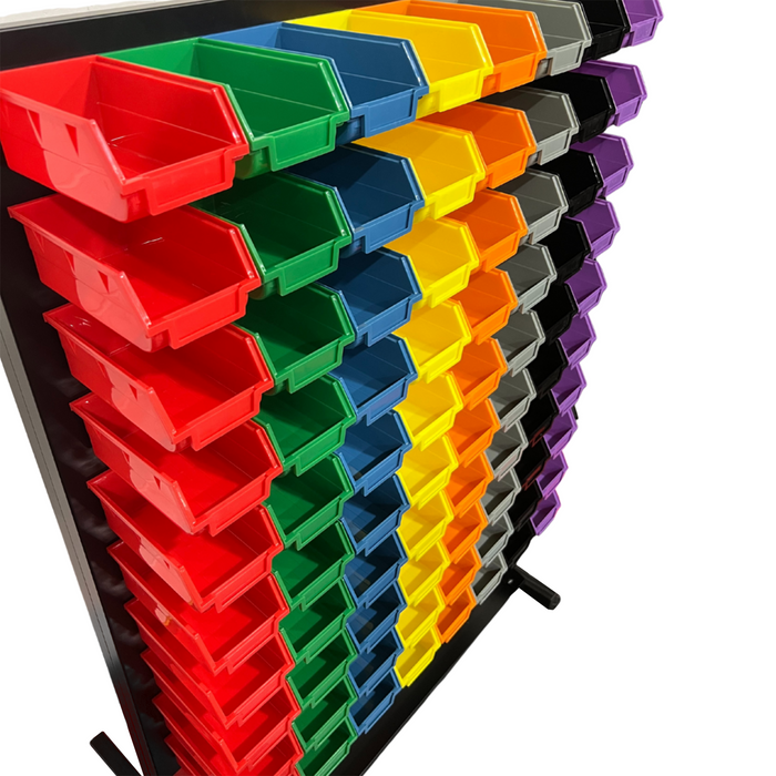 MT-RSR Wheel Weight Rack w/ Bins - 80 Bins, Multicolor