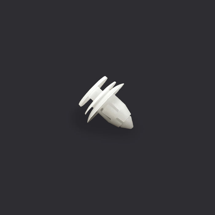 Retenedor de panel de puerta de nailon blanco - Orificio de 9,5 mm, cabezal de 15 mm, vástago de 14 mm (paquete de 25)