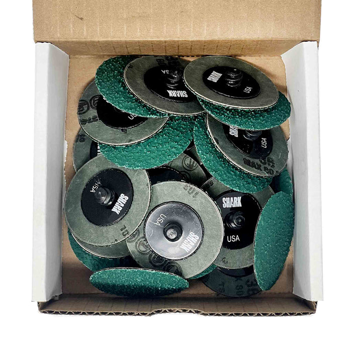 Disco de acondicionamiento de superficies de zirconio verde de 2" y grano 36 (caja de 25)