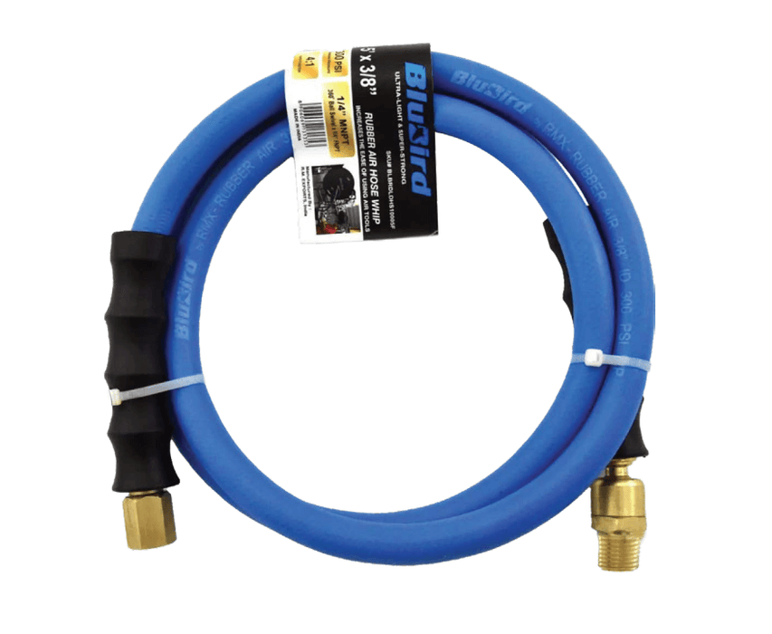 Blu-Bird Air Whip Hose - 1/4" MNPT Swivel x 1/4" FNPT Revolving - 5' Long