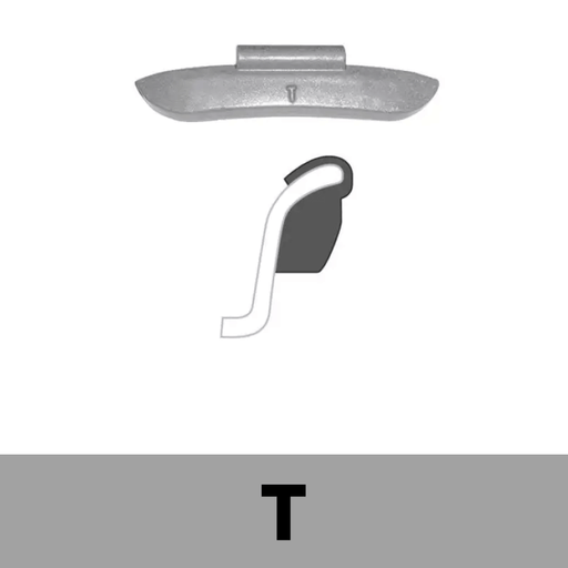 Clip-On WW - T Profile 1.25 oz, Box of 25 - Lead "Grey" 