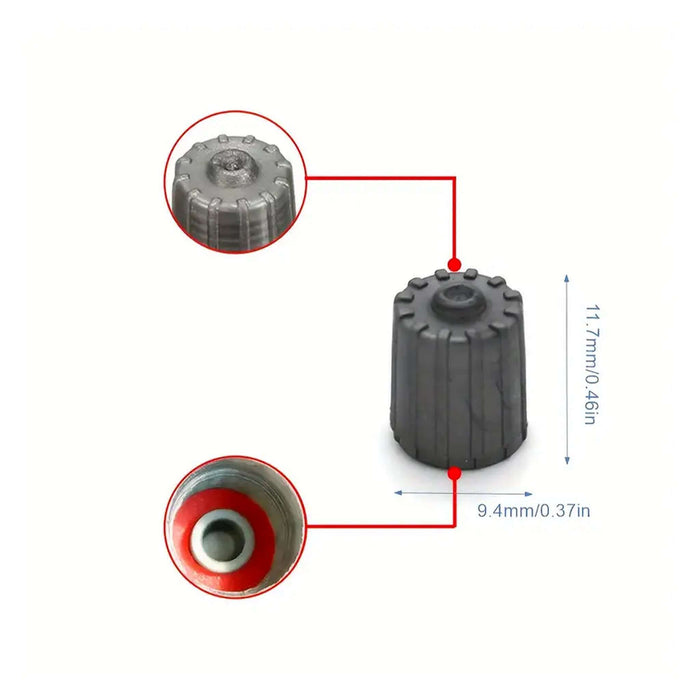 Gray Plastic TPMS Valve Cap with Red Silicone Seal Pack of 100