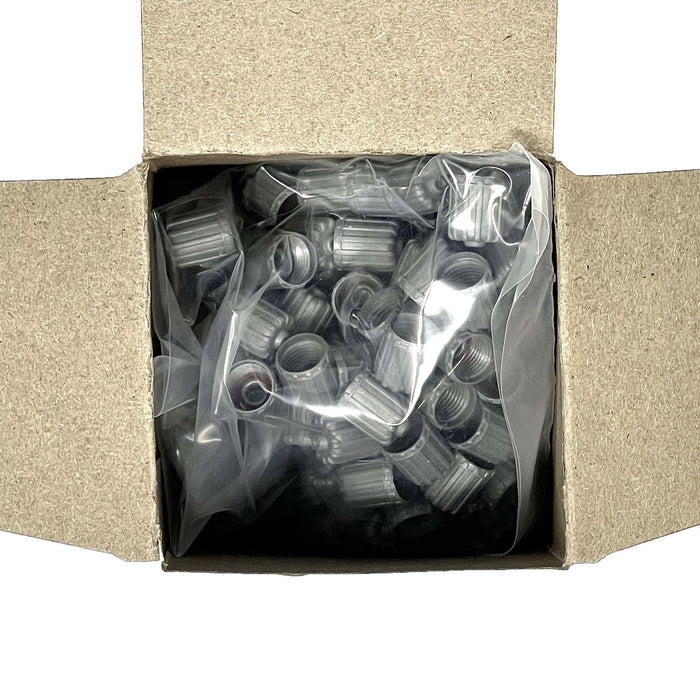 Gray Plastic TPMS Valve Cap with Red Silicone Seal Pack of 100