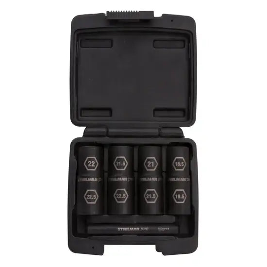 Juego de 5 dados de impacto de 6 puntas con impulsor de 1/2 pulgada y barra de extracción de 5 piezas
