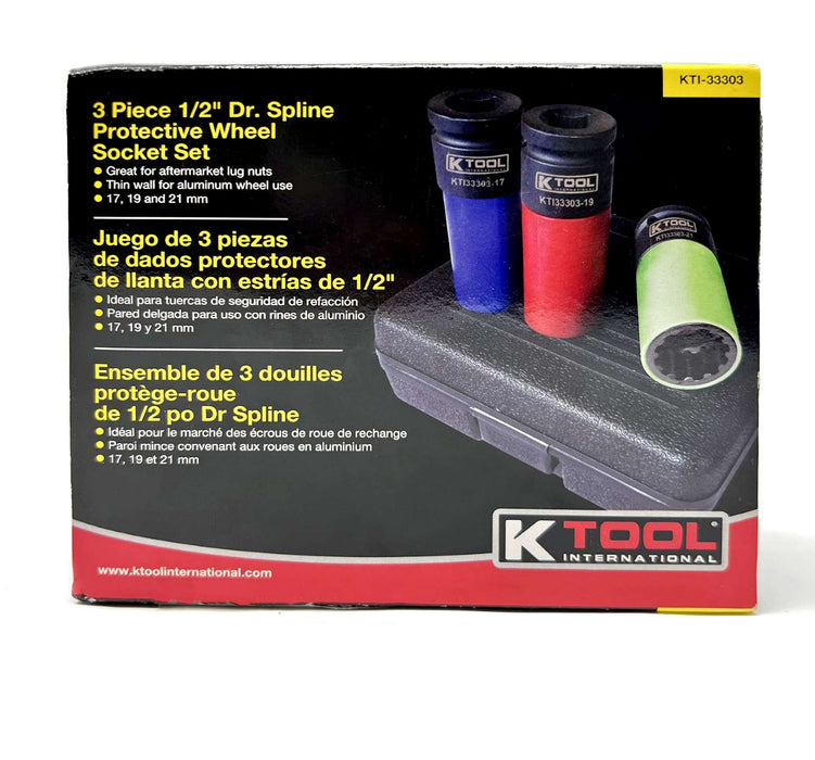 3 Pc ½” Drive Spline With Protective Sleeve Socket Set