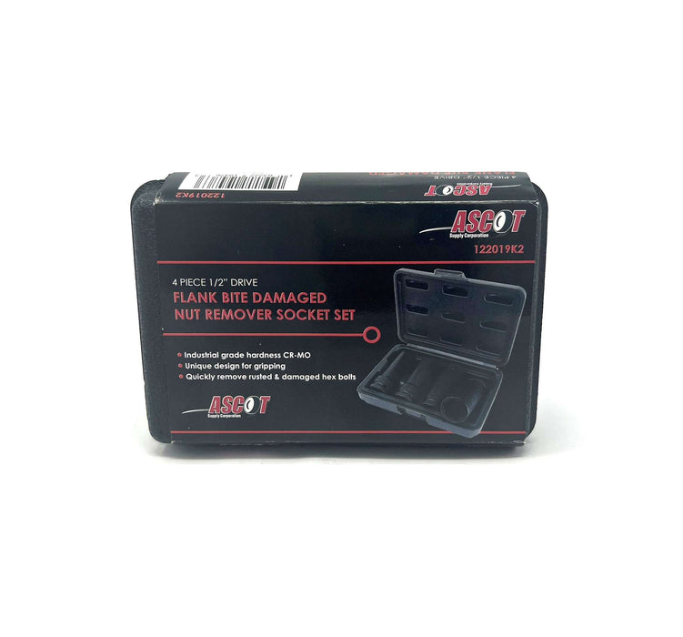 1/2in DR. 4 Piece Flank Bite Damaged Nut Removal Socket Set