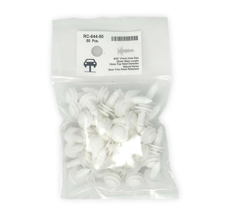 Natural Nylon Door Panel Retainer   7mm Hole Size 22mm Stem Length (Pack of 50)