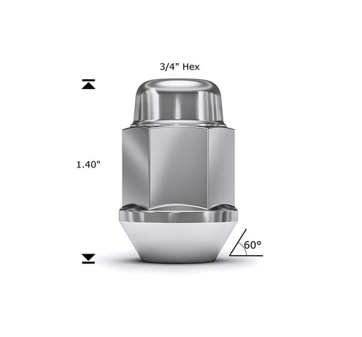 Bulge Acorn Lug Nut Chrome 1/2" 20