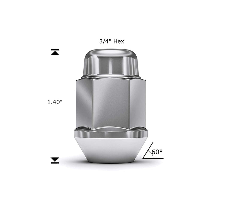 Bulge Acorn Lug Nut Chrome 1/2" 20
